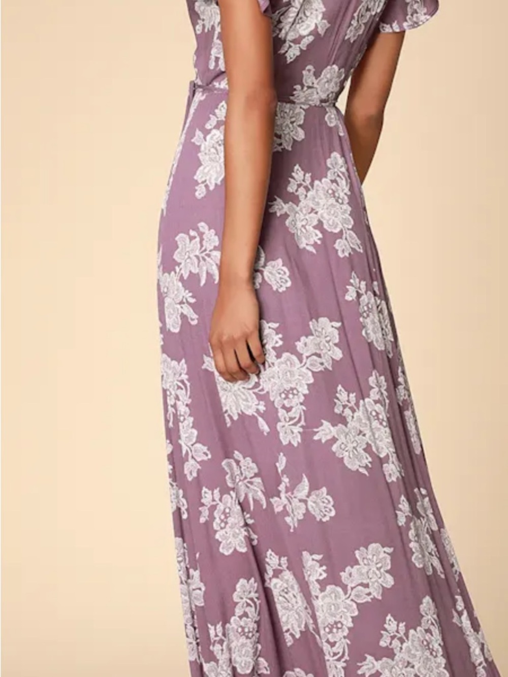 Lulu's Mauve Pink Floral Wrap Maxi Dress - Picture 7 of 7
